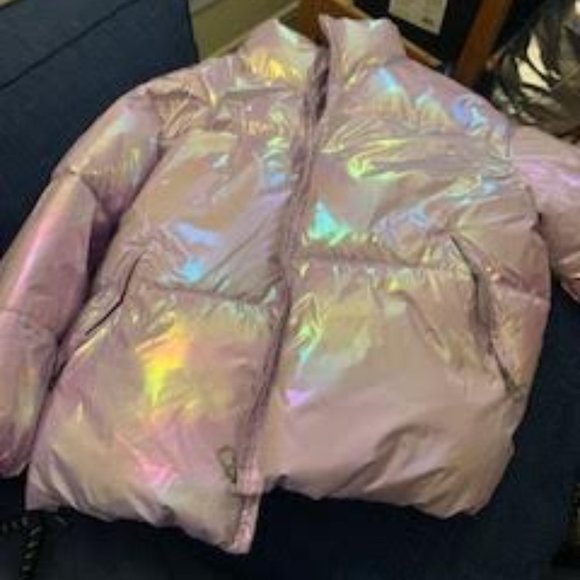 Super fun lavender metallic puffer jacket - Picture 1 of 8